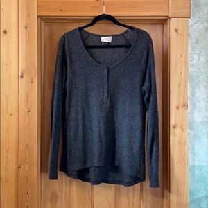 Dark Grey Henley Sweater Tee